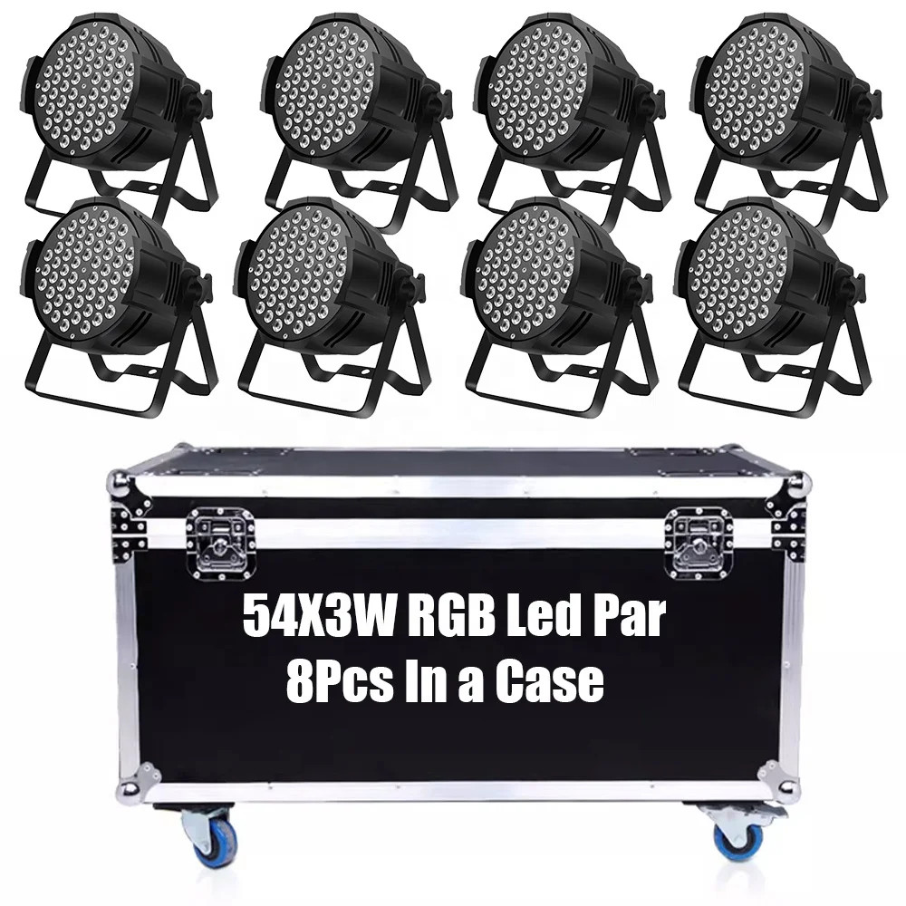 8Pcs/Lot Flight Case 54X3W RGB 3 IIN 1 Color Led Par Lights DJ Disco Coloring Led Parcans Stage Lighting Party KTV Lamp