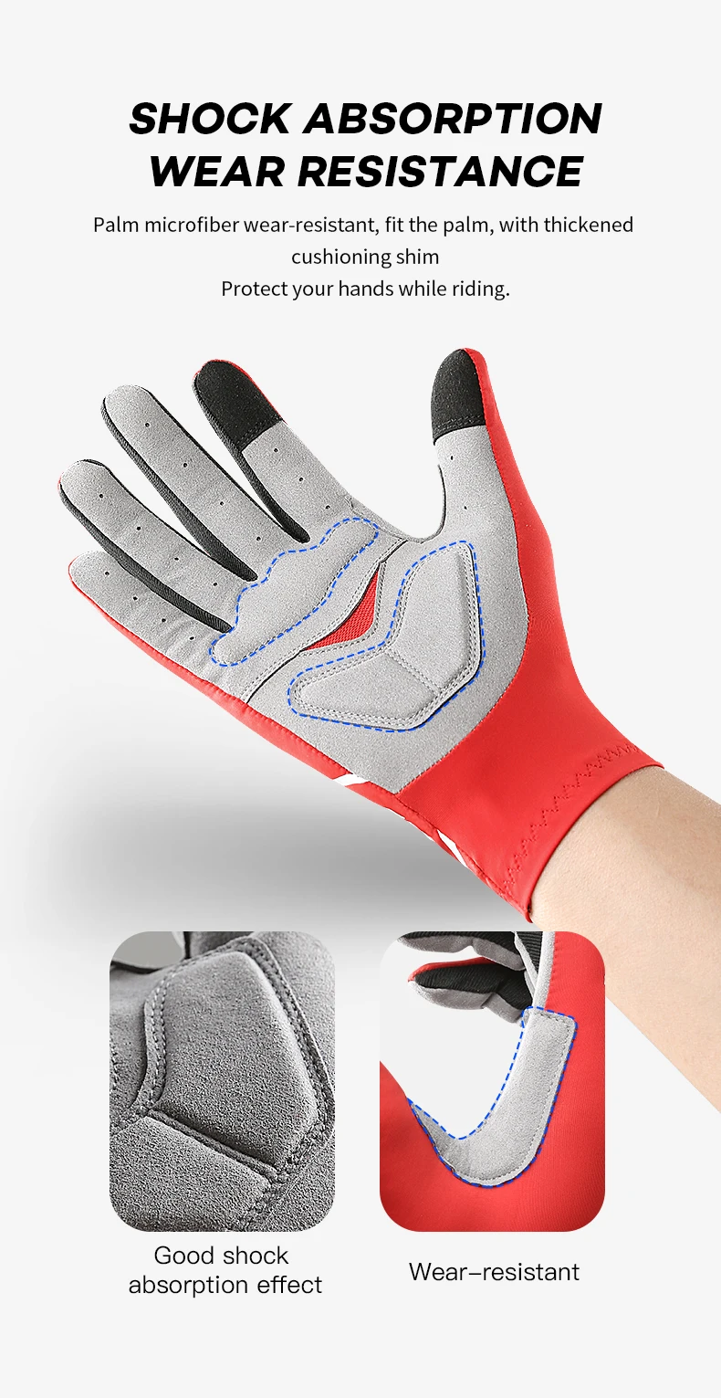 Vilico Professionelle Outdoor-Fahrradhandschuhe mit empfindlichem Touchscreen, Stoßdämpfung, rutschfest, verschleißfest – Detail 7