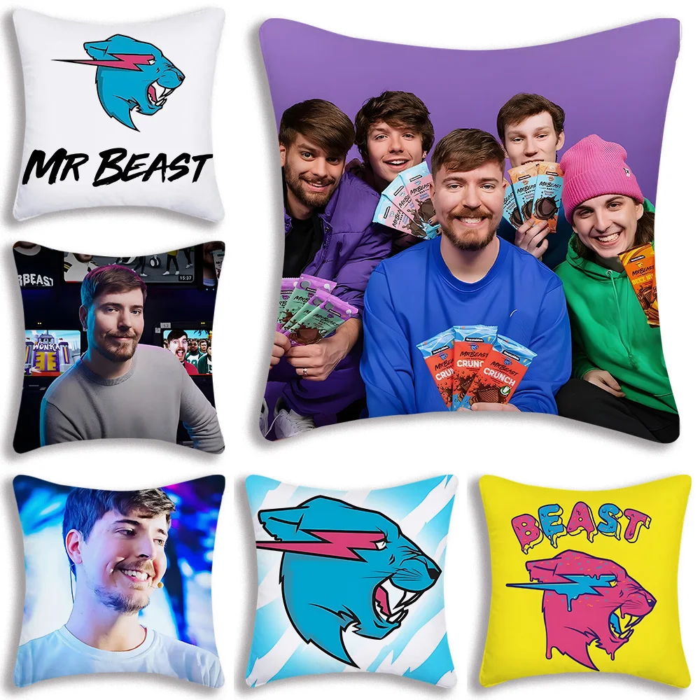 Mr Gaming Beast Game Square Pillow Covers Cartoon Sofa Decorative Home Double-sided Printing Short Plush Cute Cushion Cover