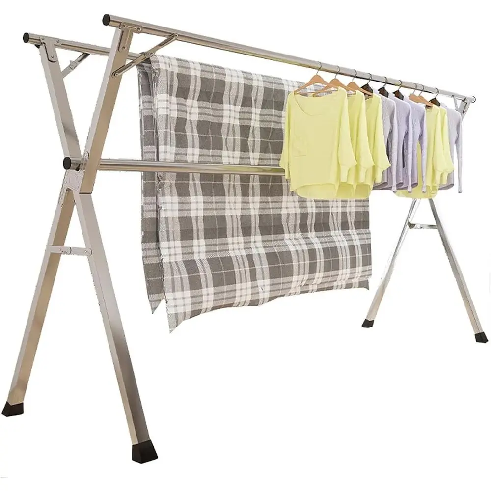 

Sturdy Portable Clothes Drying Rack, Adjustable Heavy-Duty Hanger, Expandable Outdoor/Indoor Airer, 160cm