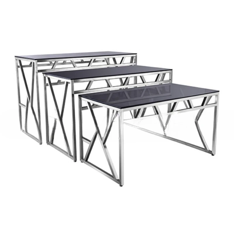 Stainless steel rectangular buffet table, hotel restaurant display shelves