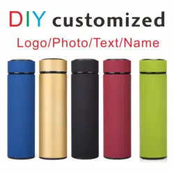 500ML Thermos DIY Customized Name Logo Photo UV Print Stainless Steel Soft Touch Water Bottle Vacuum Flask Office Business Gift