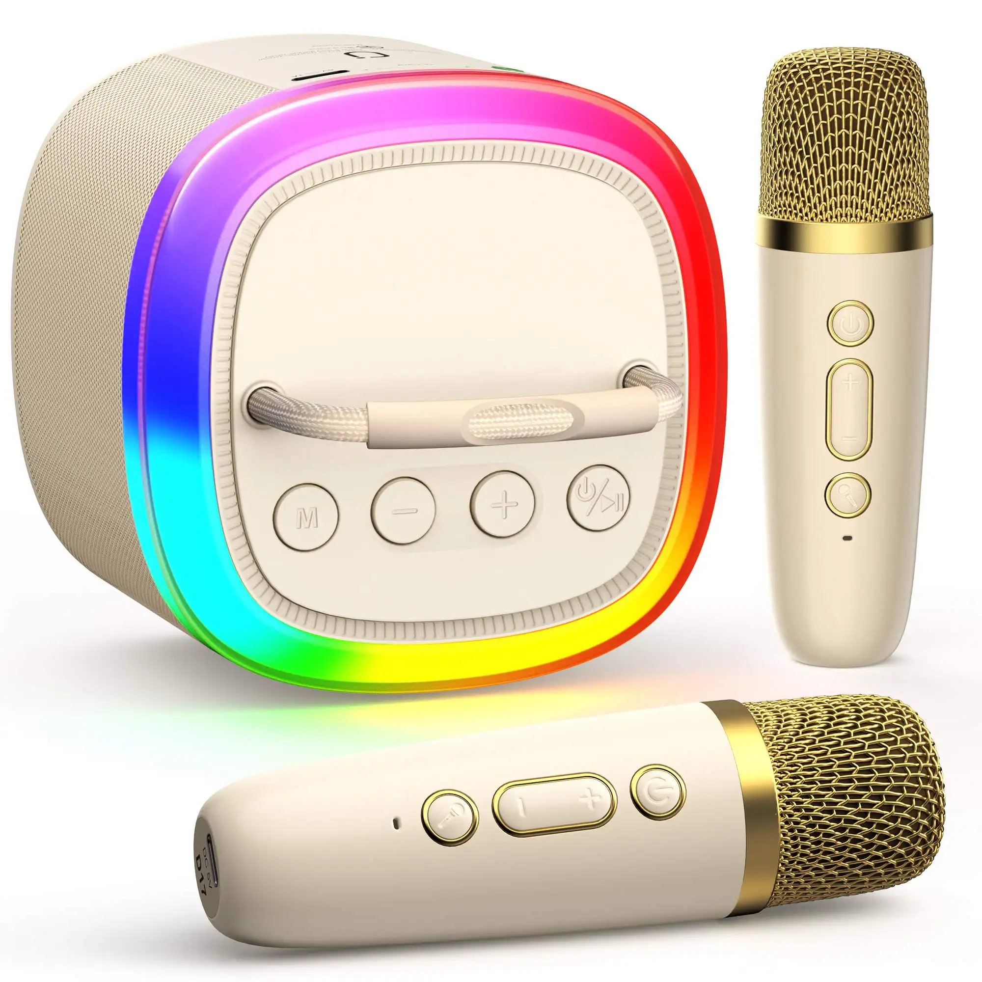 

Wireless Bluetooth Speaker with 2 Microphone RGB Portable Music Player Karaoke Machine for Family Singing Children's Gifts