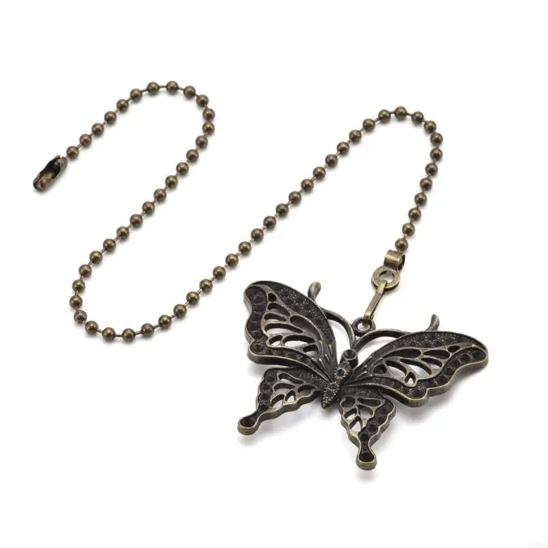 

H05E Decorative Ceiling Fan Pull Chains Set Of 2 With Dragonflies and Butterfly Ornaments Accessory for Lighting Fixtures