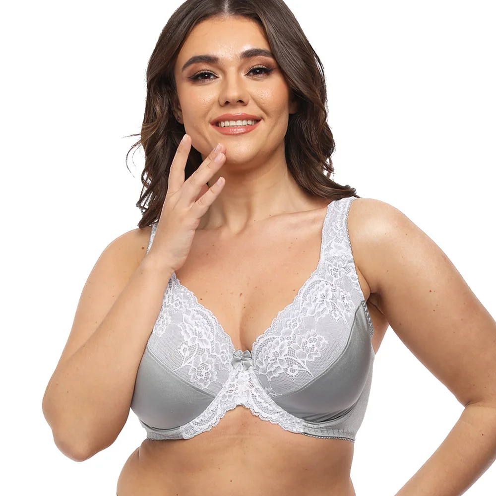 Plus Size Bra Woman Lace Lager Bosom Underwire Bras Sexy Lingerie 34 36 38 40 42 44 46 48 50 52 C D DD E F G H I Cup