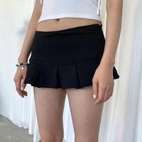 Low Waist Mini Skirt Y2K Black Low Rise Pleated Skirt with Bulit-in Shorts Micro Miniskirt Women Teenage Girls Skort Outfit