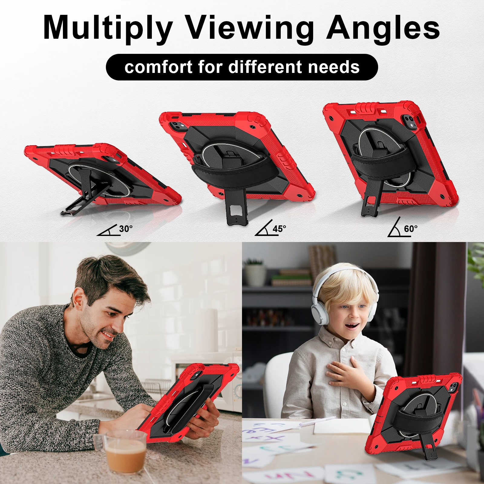 

Stand Case For iPad Pro 13 2025 M5 2024 M4 Model A3360 A3361 A3362 A2926 A2925 A3007 Rotating Hybrid Cover With Shoulder Strap