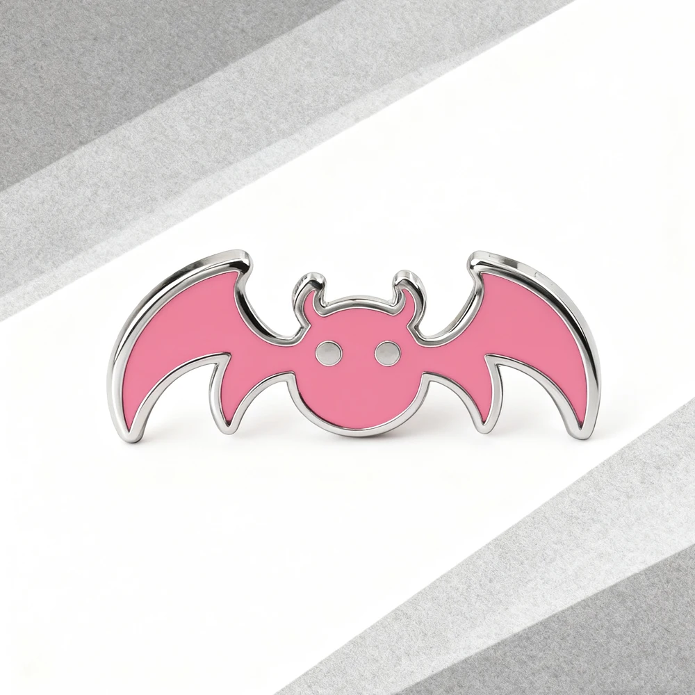 Cartoon Pink Bat brooch Cute style anime peripheral enamel pin Personalized clothing backpack decorative metal badge fans gift