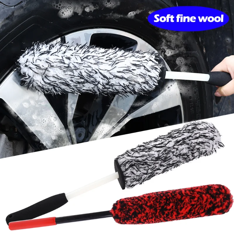 

Car Microfiber Plush Wheel Tire Brush Tyre Spokes Washing Brush with Long Handle Auto Wheel Detail Cleaning Brushes