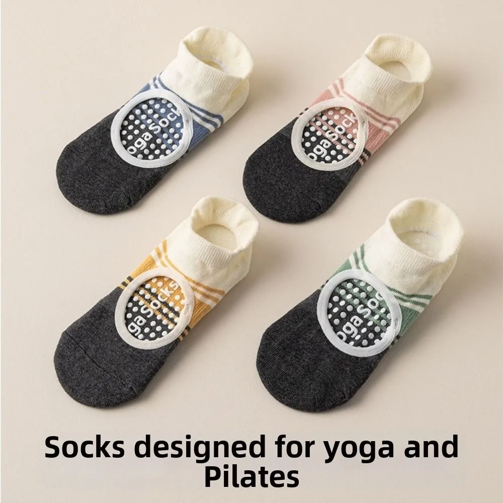 New Casual Pilates Socks Cotton Breathable Ankle Socks Anti Slip High Elasticity Yoga Socks