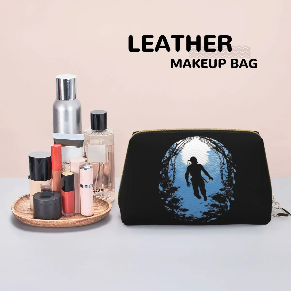 Scuba Diving Dive Diver Women Cosmetic Bag Travel Makeup Organizer Pouch Toiletry Storage Dopp Kit Box