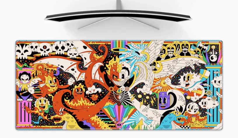

Mouse Pad UltraThick Gaming Personalized Graffiti Ghost Face Good and Evil Natural Rubber Laptop Gamer Pad on The Table Kawaii