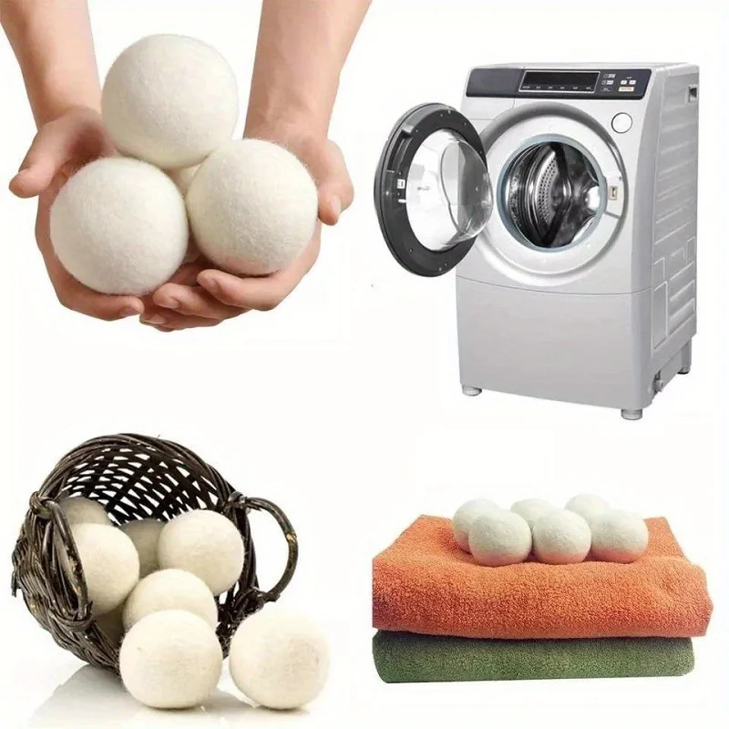 5pcs Pure Wool Dryer Balls - Reusable, Anti-Static & Softens Clothes, Prevents Sticky Hair - Essential Laundry Accessory