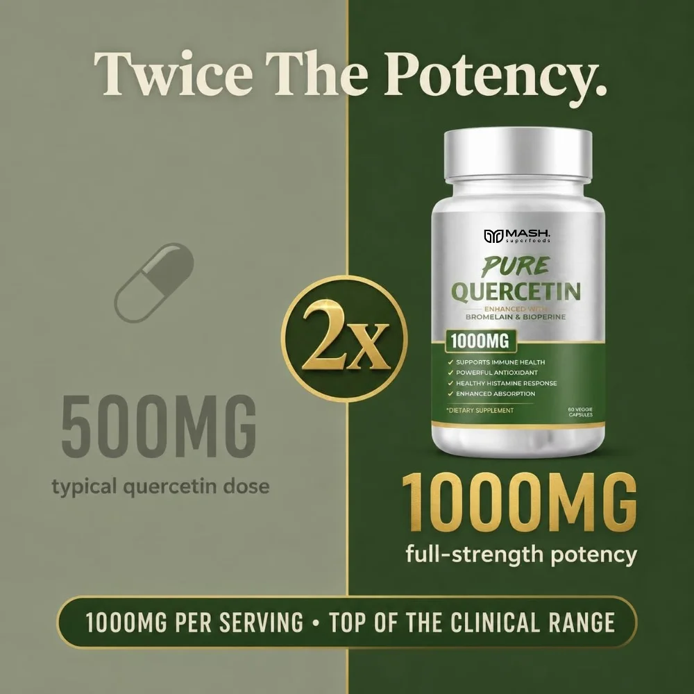 Quercetin 1000 Mg Is Efficiently Absorbed, Supports Lung Breathing, Healthy Immune Function, and Is An Antioxidant.
