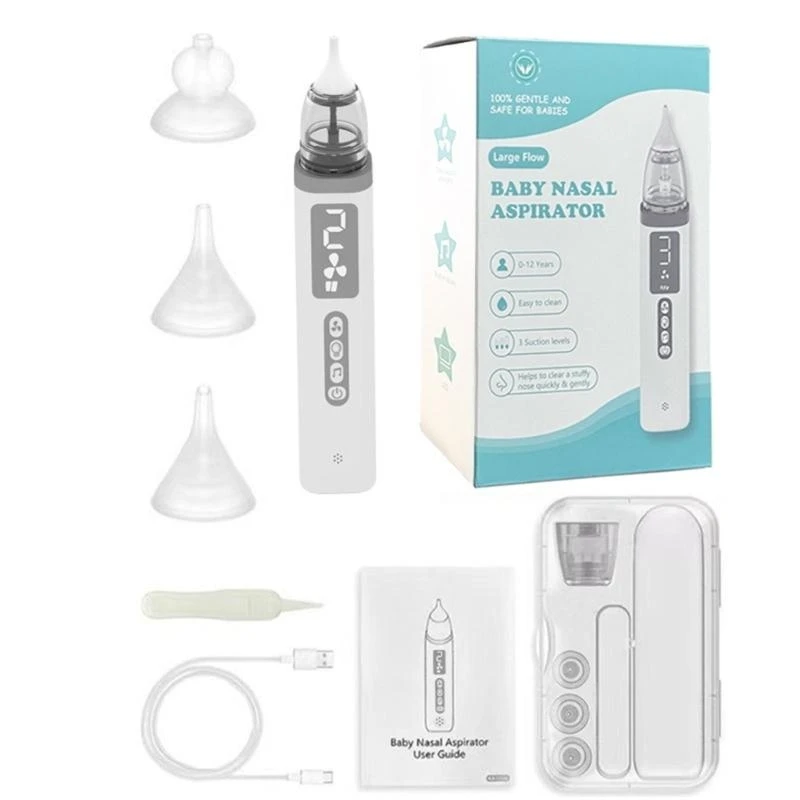 

J15U Electric Baby Nasal Aspirator with 3 Soft Silicone Tip Baby Nose Sucker Infant Nasal Congestion Relief Electric Suction
