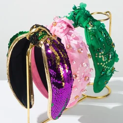 Valentine's Day Carnival Irish Festival Easter New Fabric Pearl Rhinestone Sequins Flower Headband