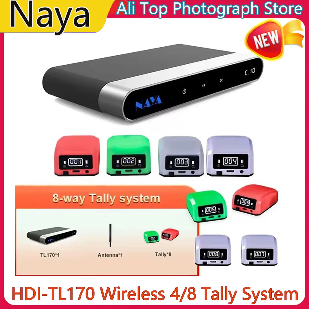 Naya HDI-TL170 Wireless 4/8 Tally System Tally Light 2000m Transmission Distance for Sony Blackmagic Design Avmatrix switcher