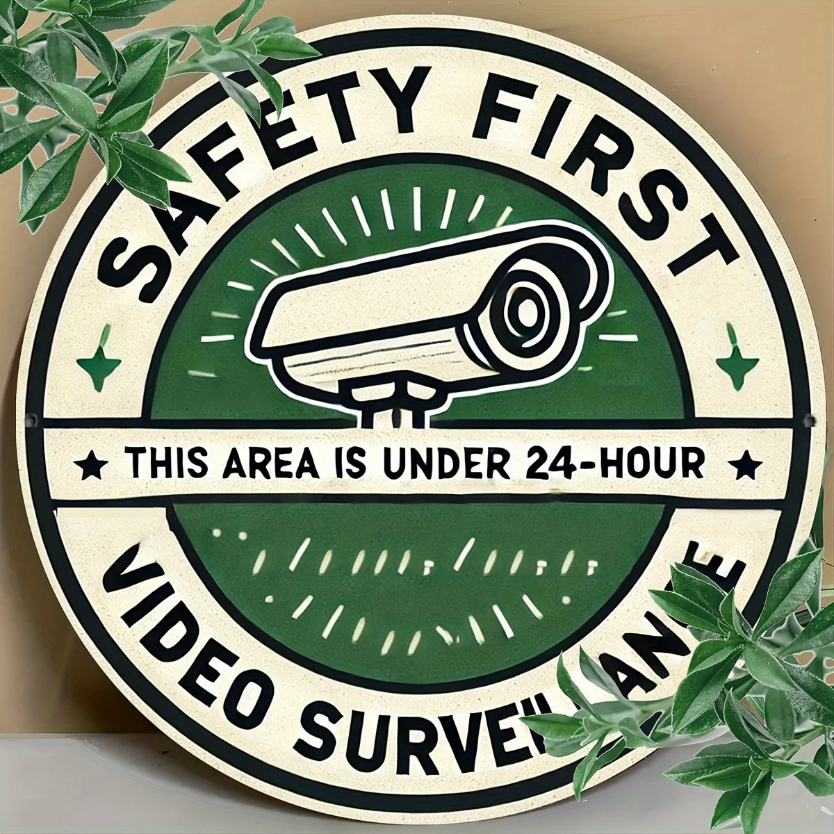 2D Flat, 1pc 8x8 Inch (20x20cm) Heavy-Duty Metal Security Warning Sign - 24/7 Video Surveillance Camera Alert with 24-Hour Recor