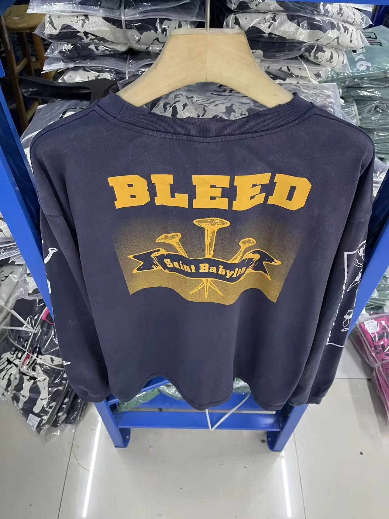 

Good Quality 2025 New White Black Washed Distress SAINT Long Sleeve Print Men Women Cotton Japan Style Vintage T-Shirt