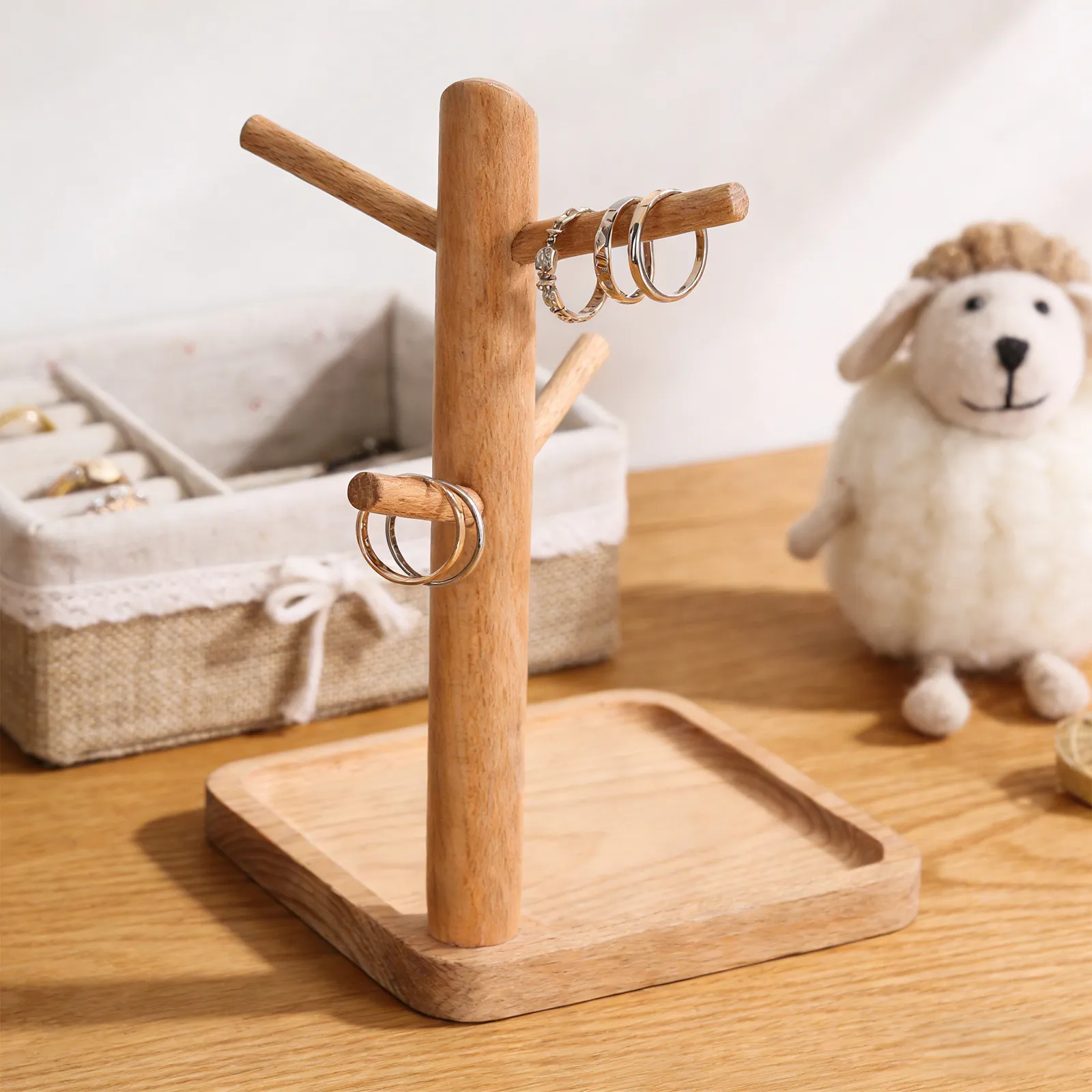 

Изысканная деревянная подставка для украшений в форме дерева: держатель для ожерелий, колец, браслетов, аксессуаров для волос, ключей, телефонов, очков, часов