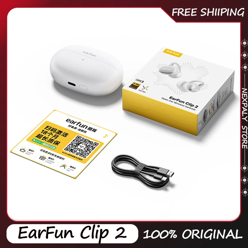 

EarFun Clip 2 Open-Ear Earbuds Bluetooth 6.0 with AI Translation Sport Earphones Hi-Res LDAC IP55 40H Wireless Charging Earphone