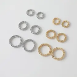 6PCS Circle Uneven Surface Brass Jewelry Making Necklace Bracelet Supplies DIY 14k Gold Plated Accessories 12/15/20mm