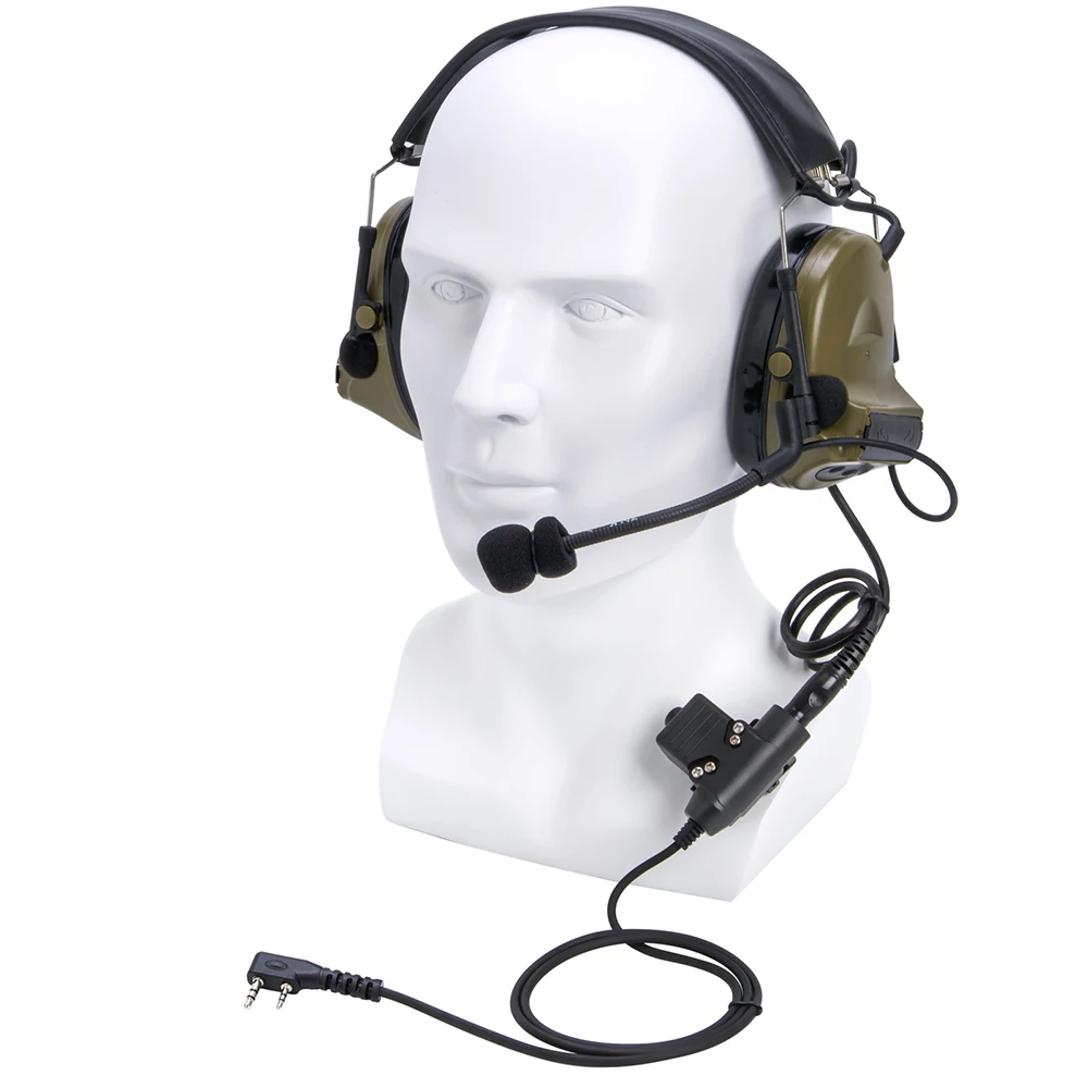 

U94 PTT+green Tactical Headset and Noise Reduction Hearing Protection Shooting Headphone for Baofeng Kenwood HYT TYT Baofeng