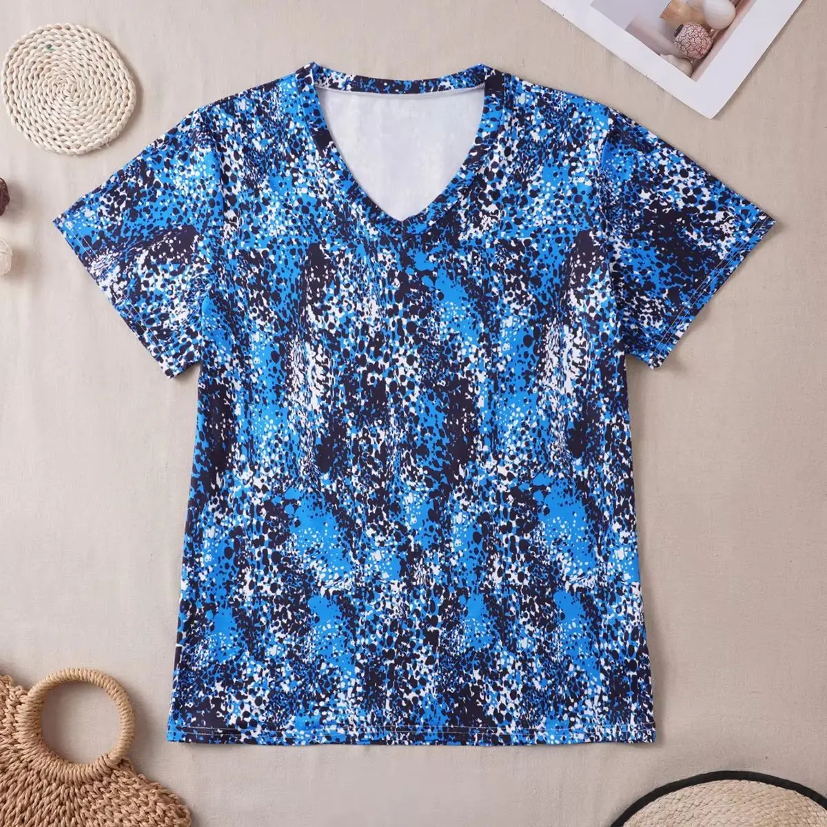 Plus Size 6XL Women's Short Sleeve T-Shirts V-neck Printed Tees Summer Casual Loose Tops Ladies Clothing 2025 Fashion Y2K Blouse