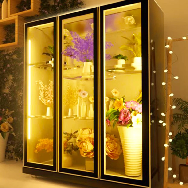 Flower fresh-keeping cabinet refrigerated display cabinet freezer commercial three-door air-cooled refrigerator freezer