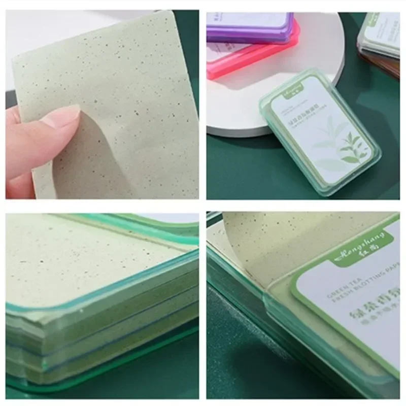 300pcs/box Portable Facial Absorbent Paper Oil Control Wipes Green Tea Absorbent Sheet Matcha Oily Summer Face Cleaning Tools