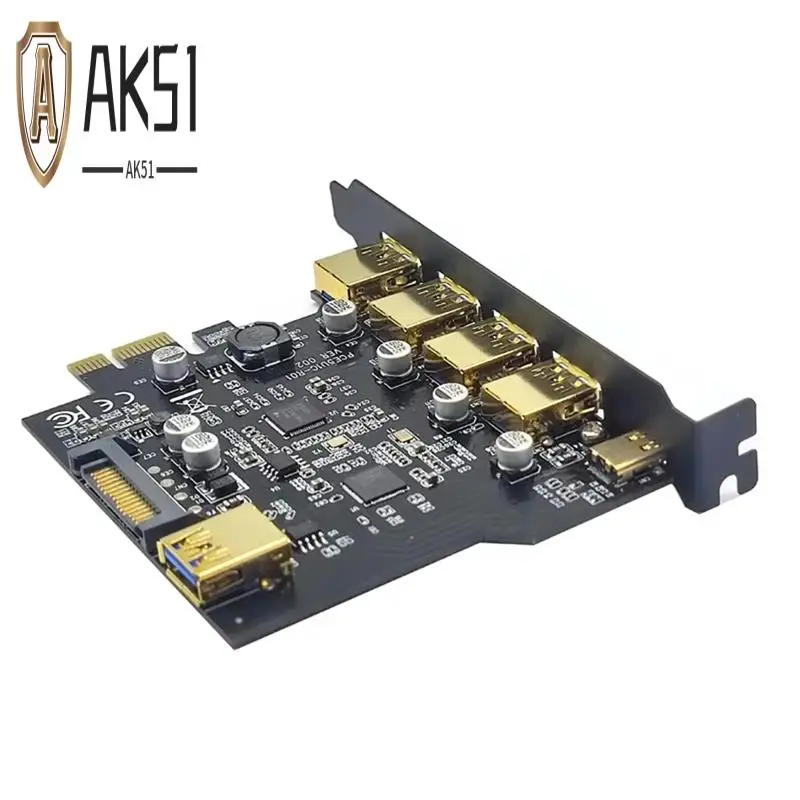 

AK51-USB 3.2 PCIE Expansion Card PCIE 1X To USB 3.2 TYPE-C USB 3.2 Gen1 Adapter Multiplier USB3.2 PCI E Controller 5Gbps