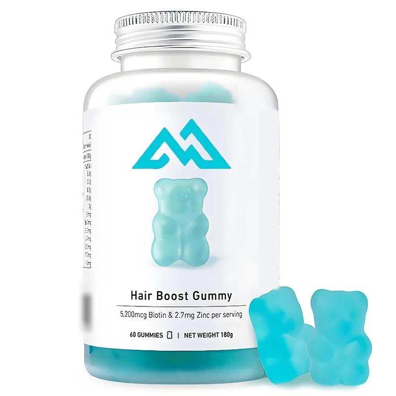 Hair Boost gummies, 5200mcg biotin, containing zinc to make hair thicker, with sea salt and green grape flavors, 60 pills