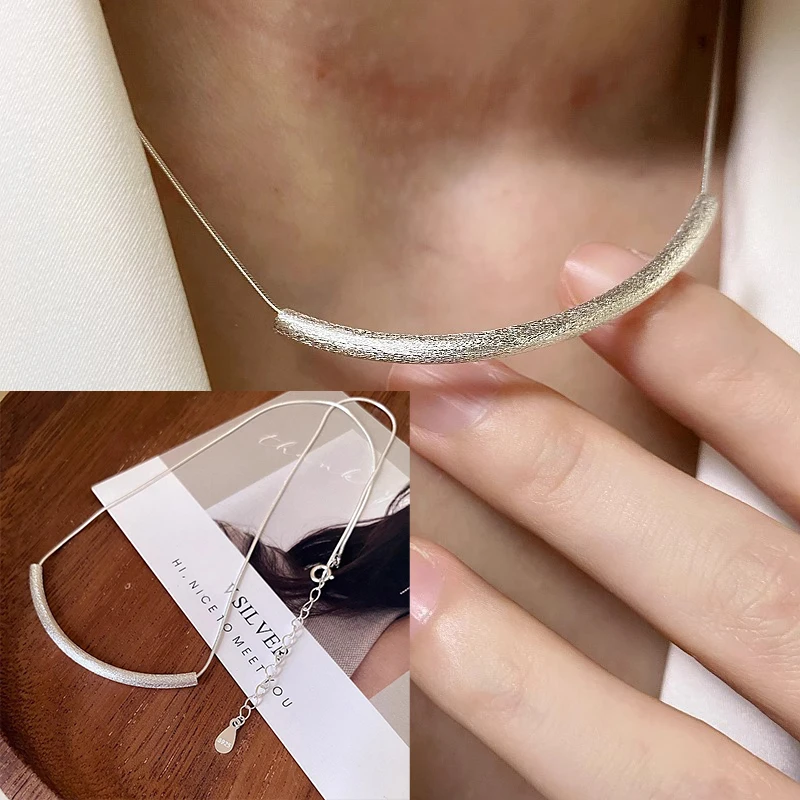 Women's 925 Sterling Silver Bead Geometry Necklace, Korean Design