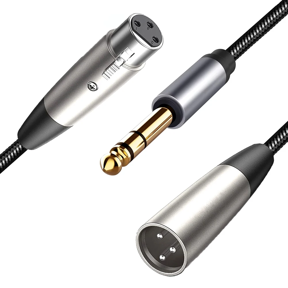 

XLR to 1/4 Inch TRS Cable 6.35mm Male to XLR(3-pin) Female/Male Stereo Balanced Audio Cord for Guitar Microphone Speaker Mixer