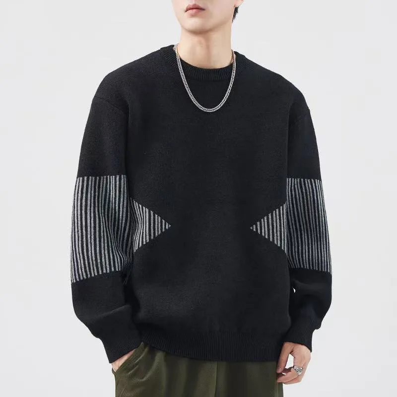 

Retro American Sweater Men's Winter High-End Loose Thiened round Ne Knitted Lazy Sle Autumn Winter Men's Outerwear