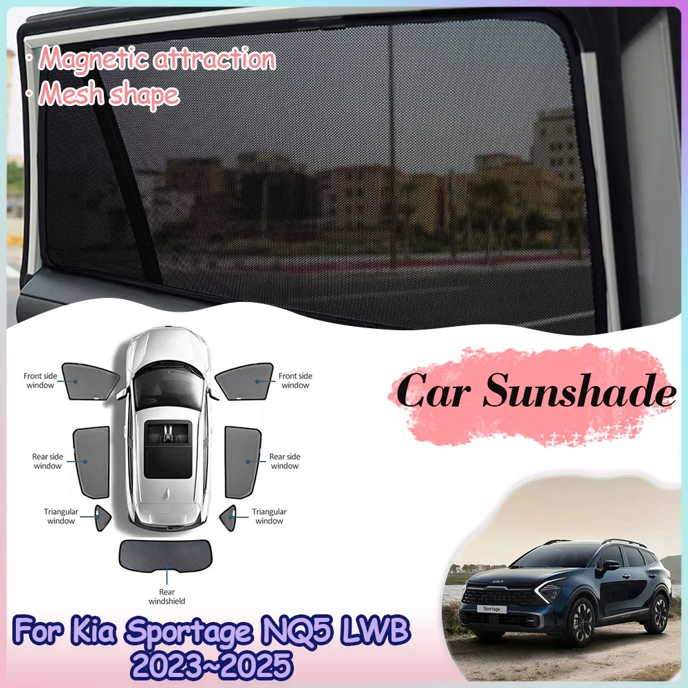 Magnetic Sunshade for Kia Sportage 5 NQ5 LWB 2023 2024 2025 Car Rear Side Windows Windshield Curtains Sun Visor Mesh Accessories