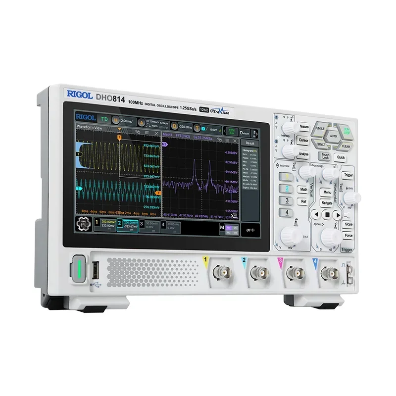 DHO814 100MHz 4 Channel 12 Bit 1.25GSa/Sec 25MPts Depth Convenient 1,000,000 wfms/s HD touch screen Digital Oscilloscope