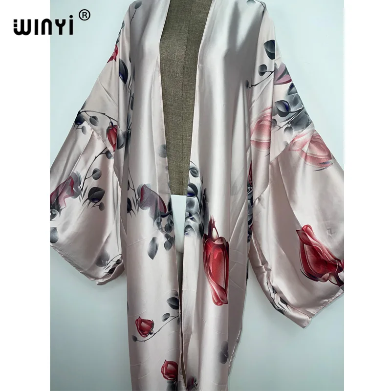 2022 winyi verão beach wear nadar terno cobrir doce senhora boho cardigan leopardo impressão sexy férias manga longa kimono kaftan