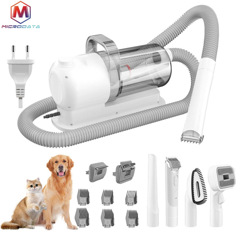 2.5L Kit Peluquería y Aspiración Todo en Uno Para Mascotas Con Empujador de Afeitado,Cepillo de Peinado Apto Para Perros Gatos