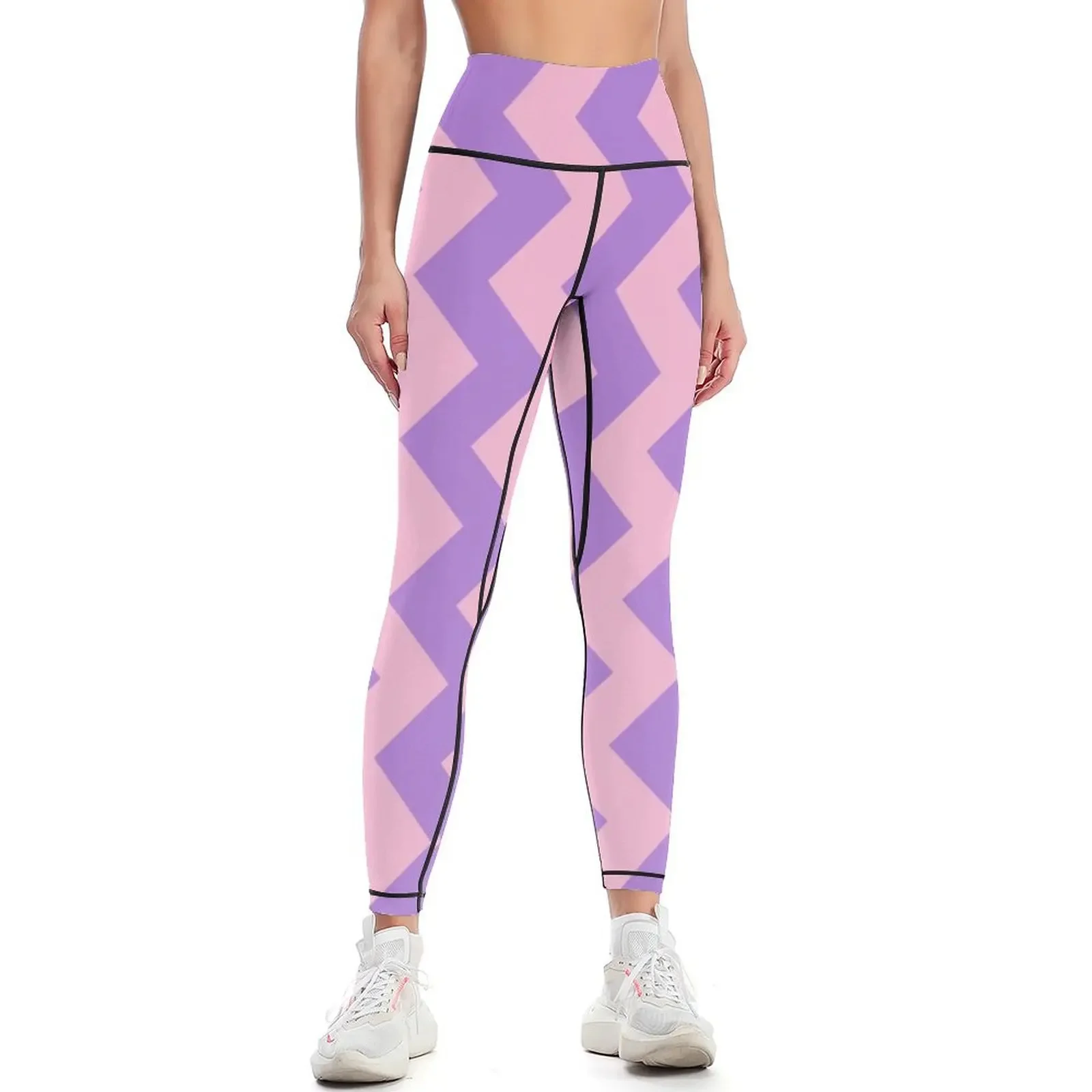 

Cotton Candy Pink and Lavender Violet Vertical Zigzags Leggings Women's sportswear exercise clothing for Womens Leggings