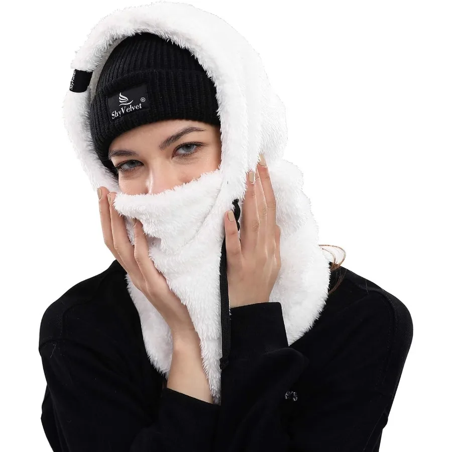 قناع وجه شتوي مقاوم للرياح من المخمل الخجول قناع تزلج من الصوف للرجال والنساء غطاء وجه دافئ قبعة وشاح