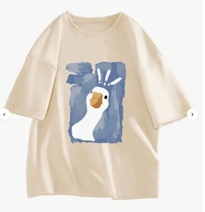 2025 الصيف القطن الطباعة الرجال بطة نمط قصيرة الأكمام تي شيرت غير رسمي تي شيرت مريح العصرية العلامة التجارية