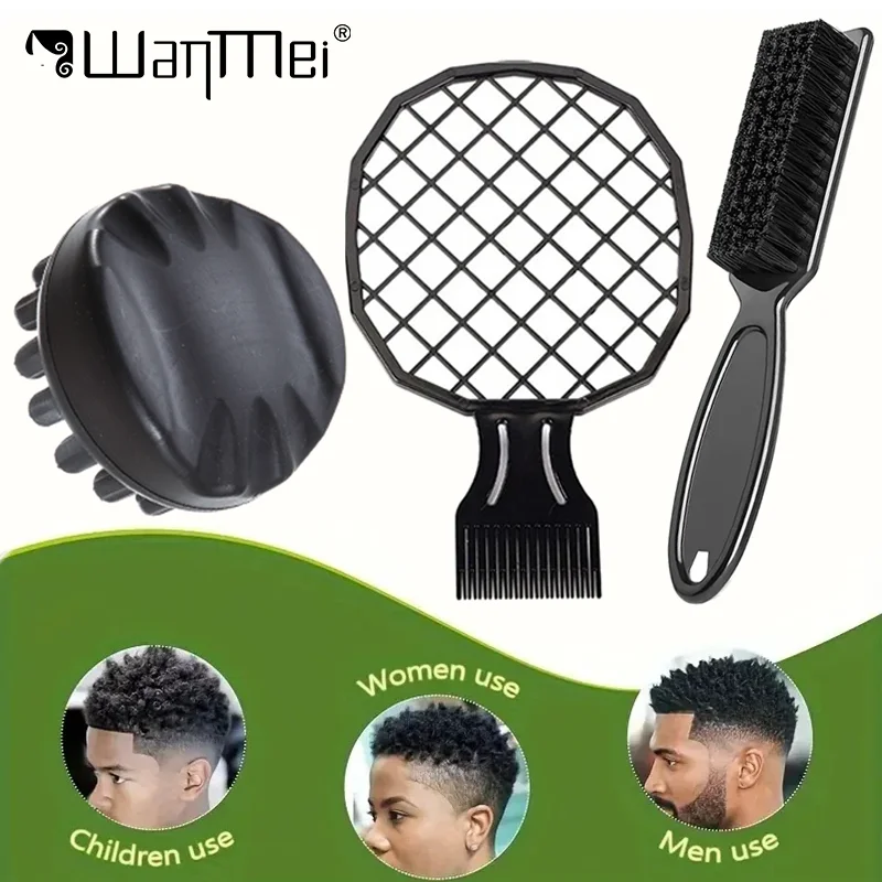 1-3pcs Professional Hair Styling Rubber Washable Afro Curl Sponge Hair Coil Wave Dreadlock Fork Comb Edge Brush Tools Salon