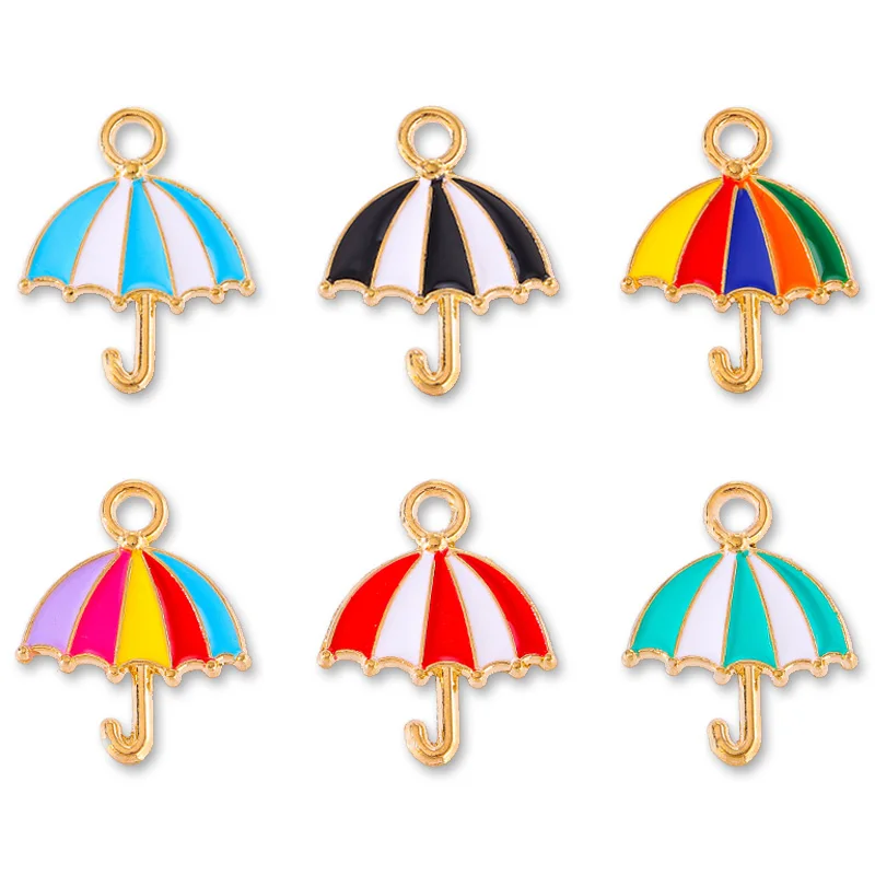 

20Pcs 19*15MM Enamel Charm Colorful Umbrella Zinc Alloy Pendant for Women Girls Keychain Bracelet Earrings DIY Jewelry Making