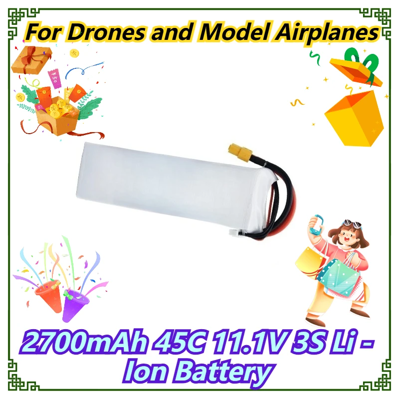 

2700mAh 45C 11.1V 3S Li - Ion Battery For Drones and Model Airplanes