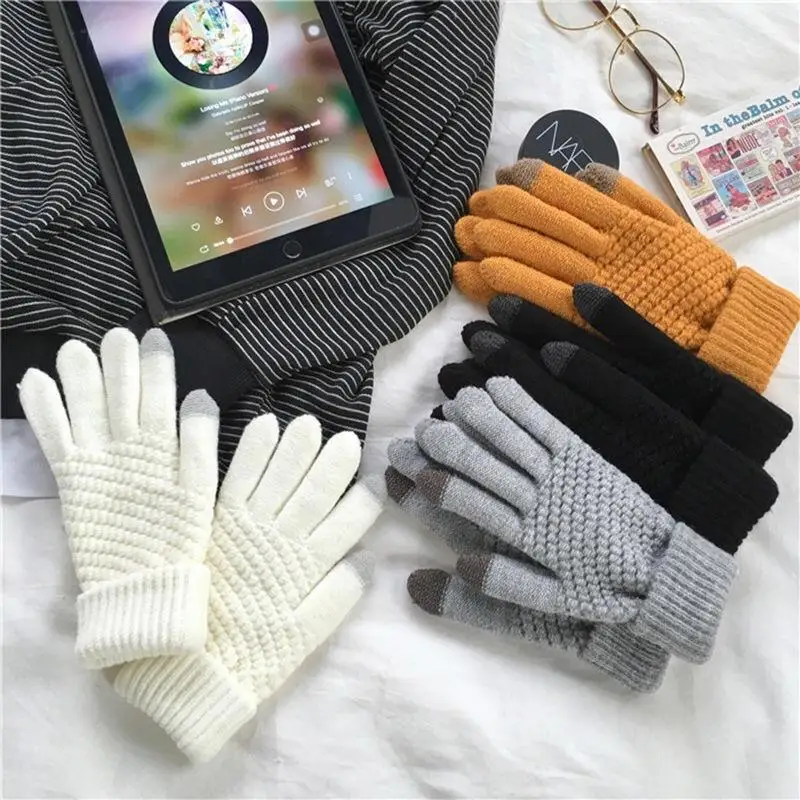 Neue 10 Farben Winter warm gestrickte Handschuhe Handy Touchscreen Strick handschuhe Winter dicke warme erwachsene Handschuhe für Männer Frauen