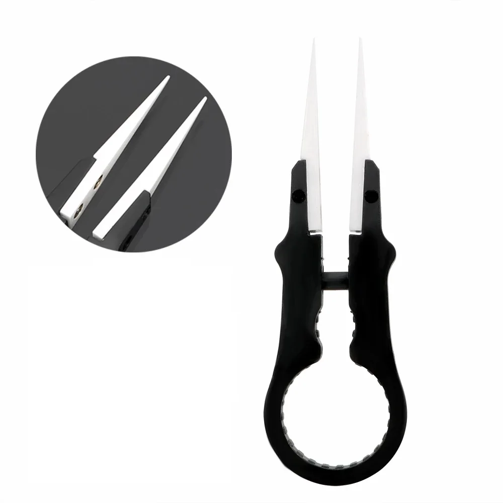 Insulation Head Ceramic Tweezers 1 Pc 1cm 0.39 Insulation Plastic Ceramic Steam Tweezers 8cm 3.15 Black Ceramic Forceps