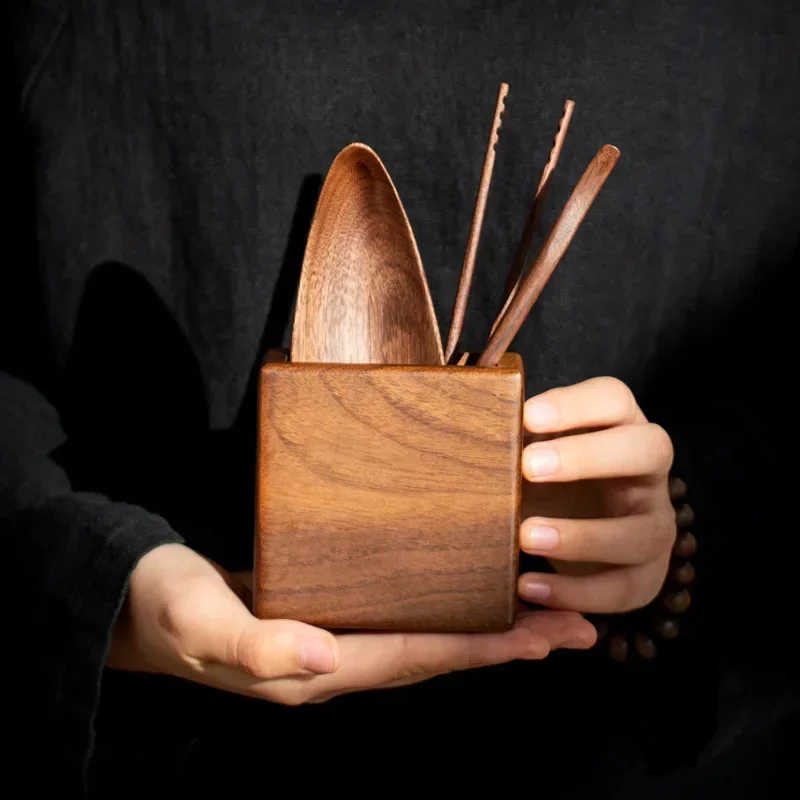

Tea Ceremony Six Items North America Black Walnut Solid Wood Tea Spoon Clamp Household Chinese Kung Fu Tea Utensils