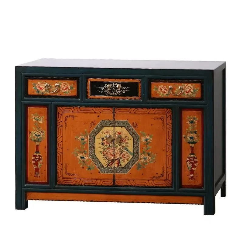 Nuovo mobile da ingresso in stile cinese Ming e Qing scarpiera classica a due ante vecchio lato da pranzo dipinto in legno massello retrò