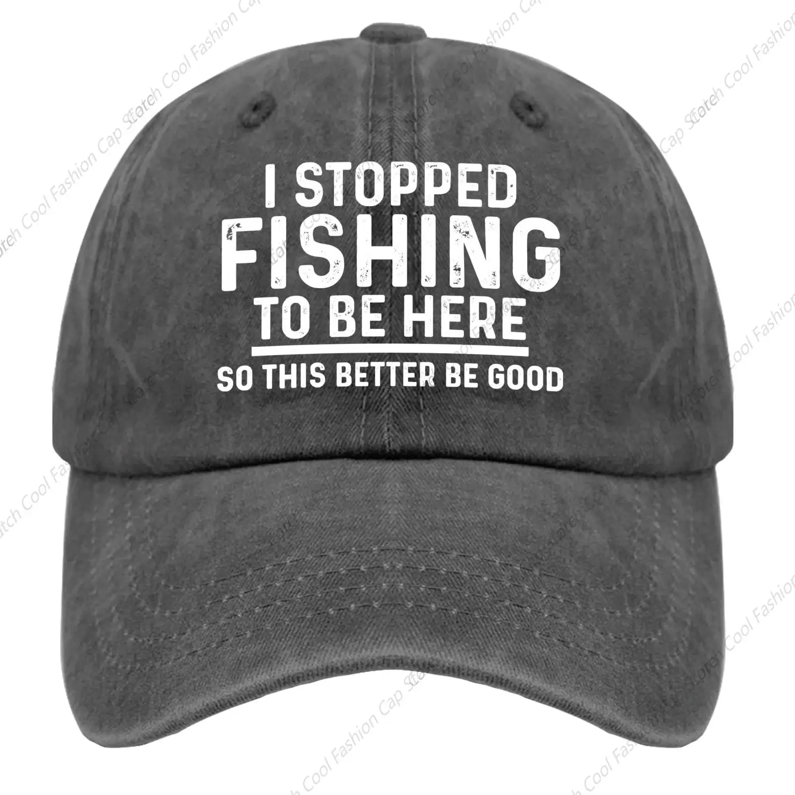 I Stopped Fishing to Be Here Baseball Cap for Men Women Vintage Trucker Denim Hat Washed Cotton Fashion Unisex Adjustable Sports